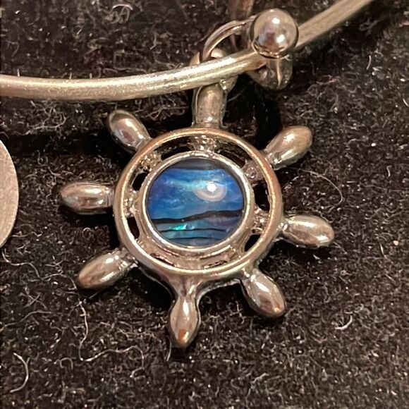 7.5” silver tone bangle bracelet with silver tone nautical charm - Picture 6 of 10